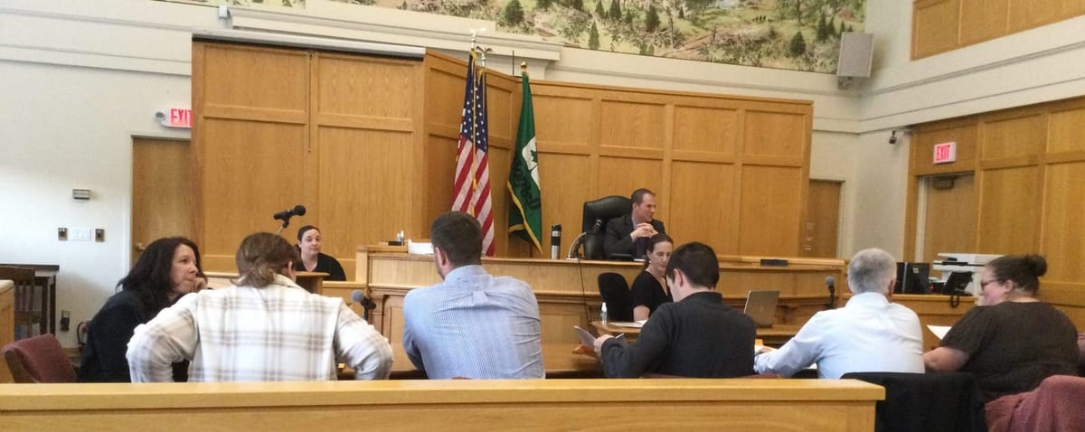 A photo of a city council meeting.